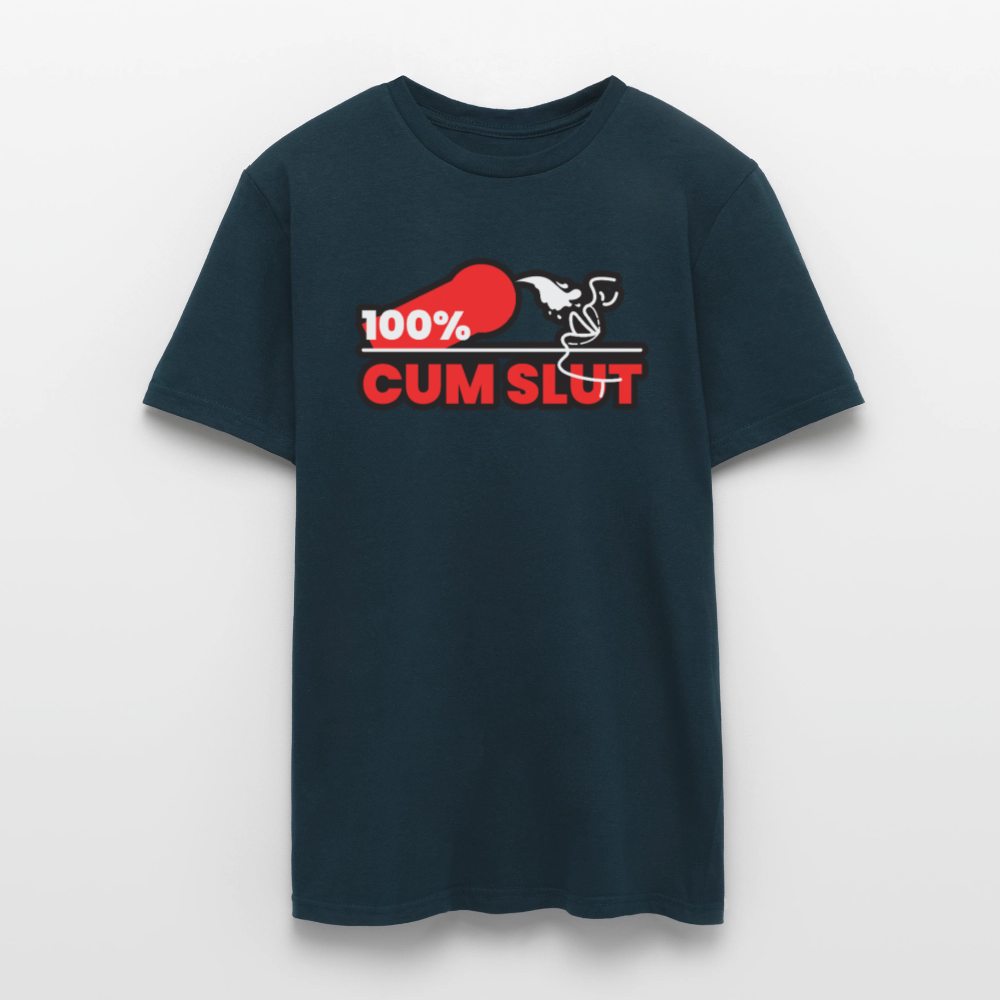 100% CUM SLUT | Kink Fetish Pride T-Shirt - Navy