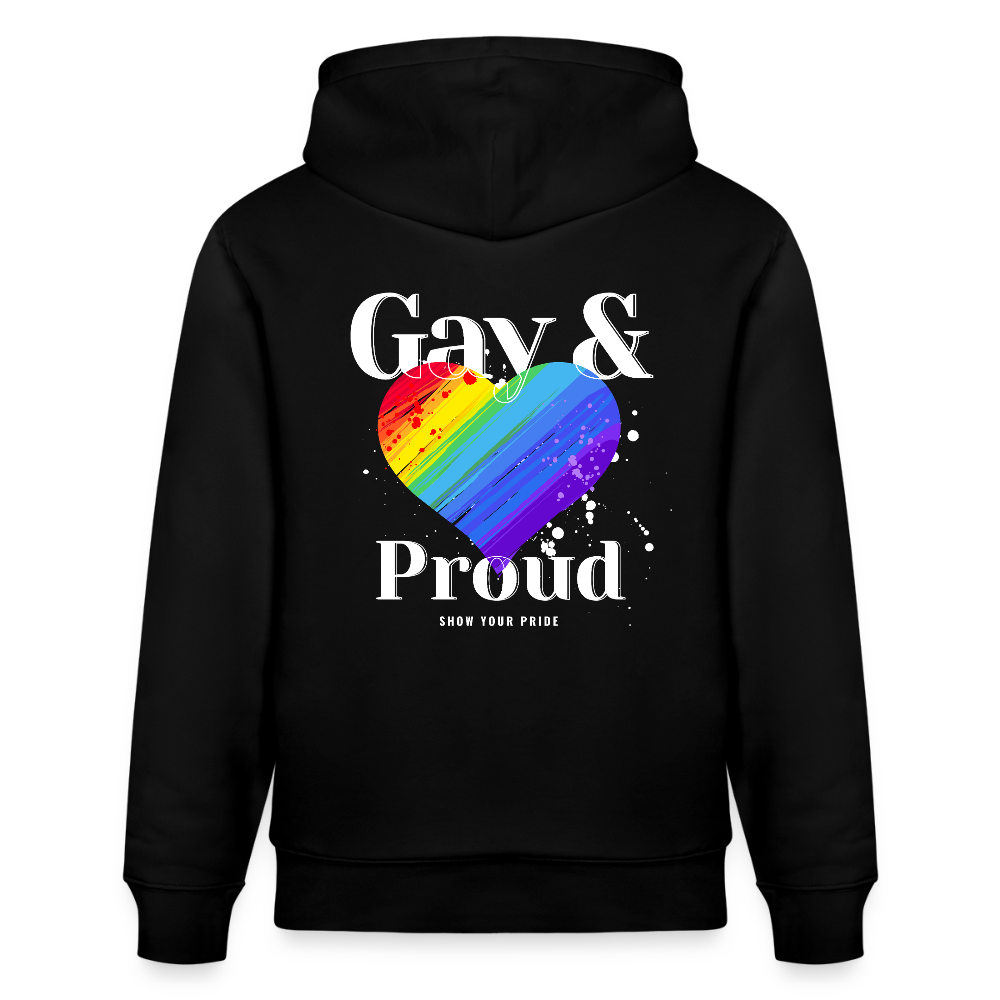 Gay & Proud | Pride Bio-Hoodie Unisex - Schwarz