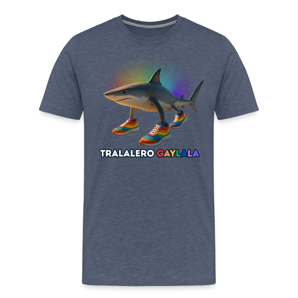 Tralalero Gaylala Pride Premium T-Shirt - Blau meliert