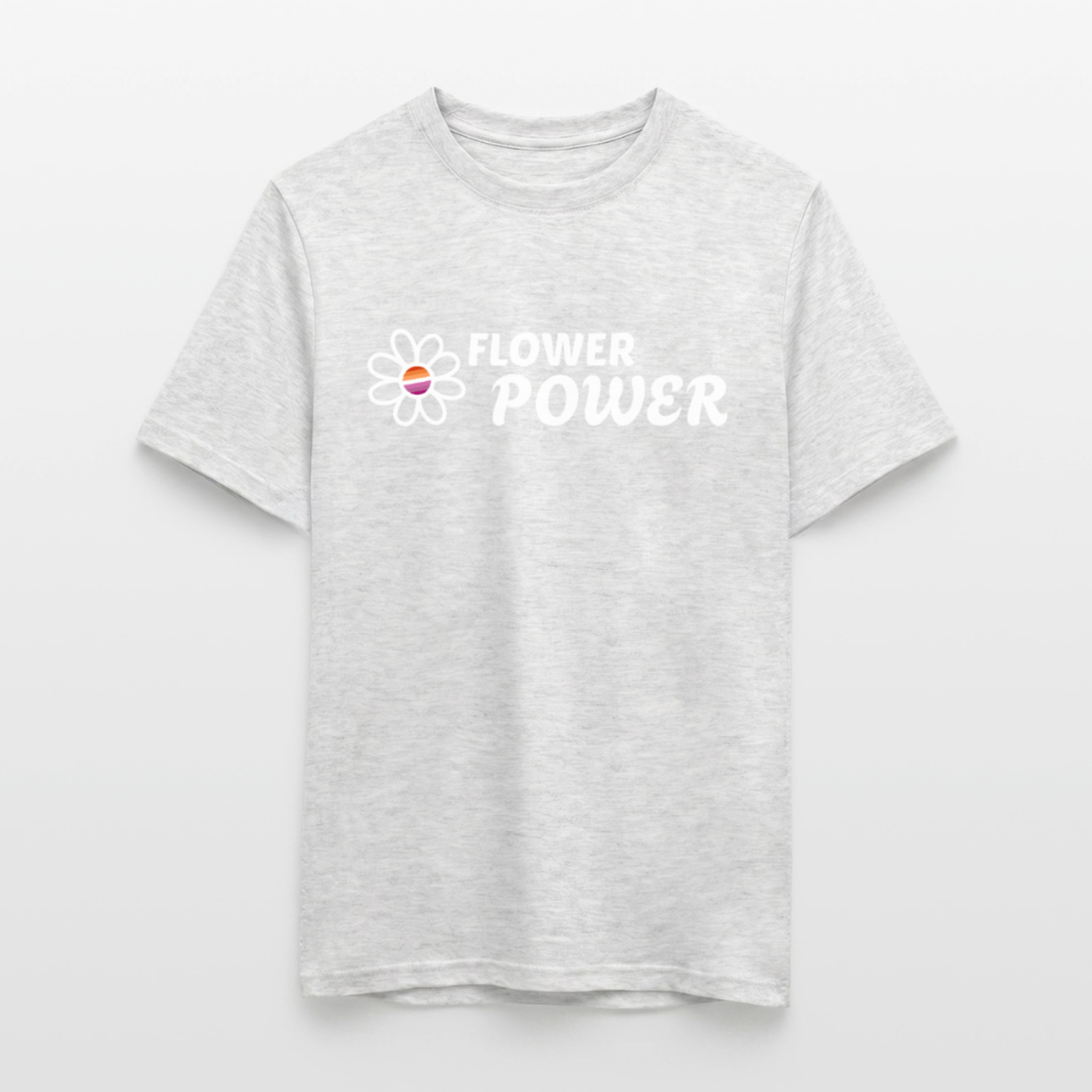 Flower Power Lesbisch T-Shirt | Retro WLW Pride LGBTQ - Grau meliert