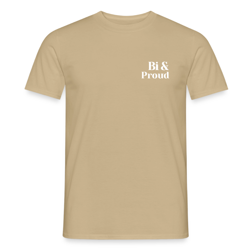 Bi & Proud | Regenbogenherz Pride T-Shirt - Sandbeige