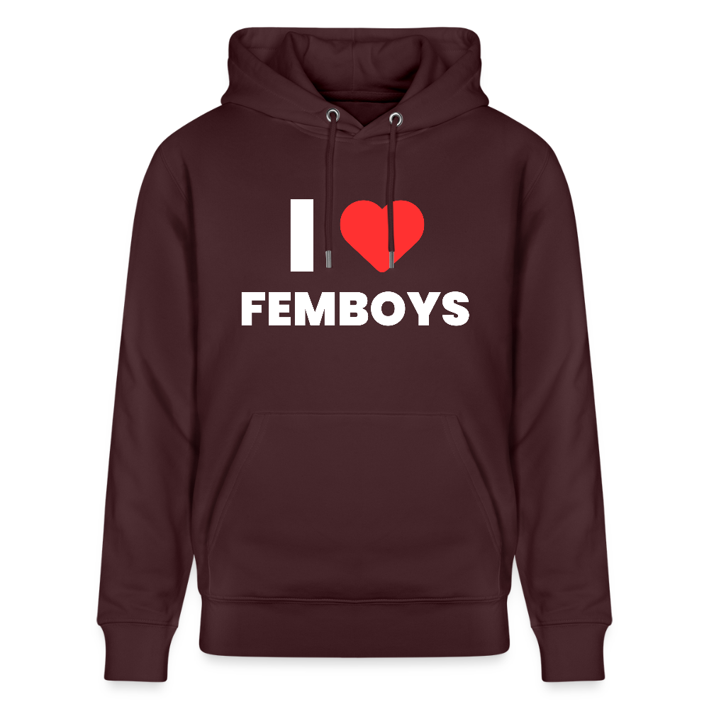 I LOVE FEMBOYS | Kink Fetish Pride Bio-Hoodie Unisex - Maroon