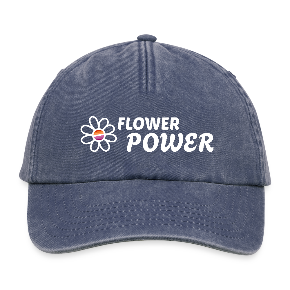 Flower Power! | Lesbian Pride Vintage Cap - Vintage Denim