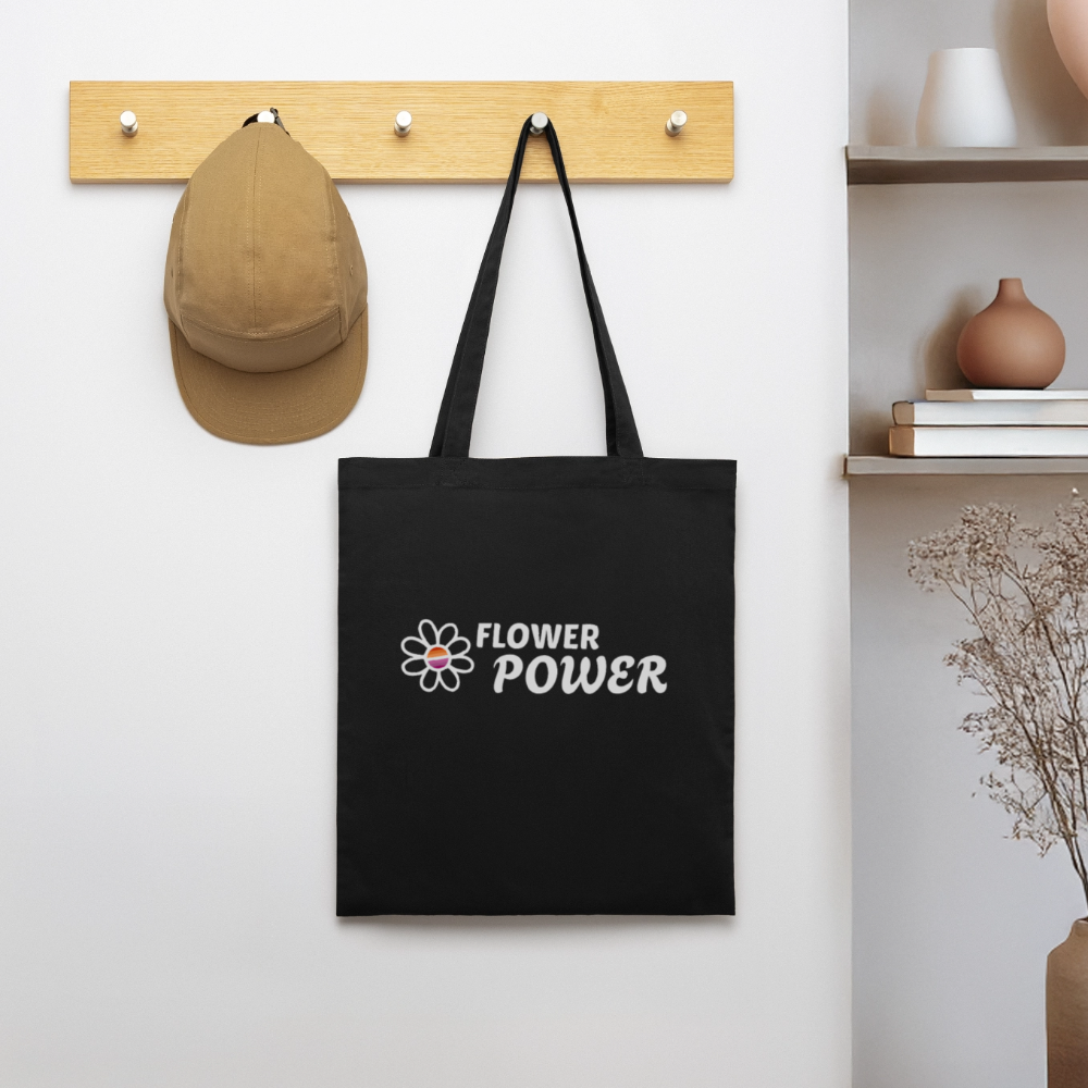 Flower Power | Lesbian Pride Bio-Stoffbeutel - Schwarz