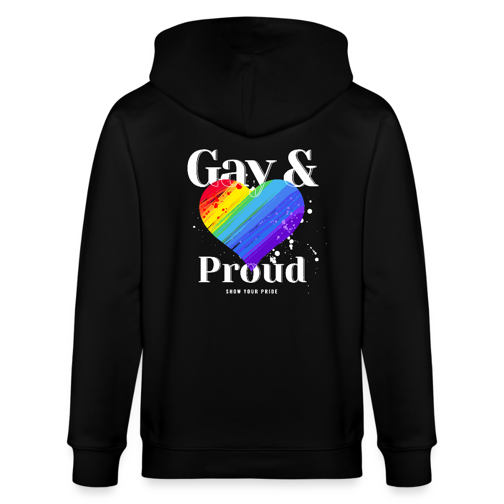 Gay & Proud | Pride Bio-Kapuzenjacke Unisex - Schwarz