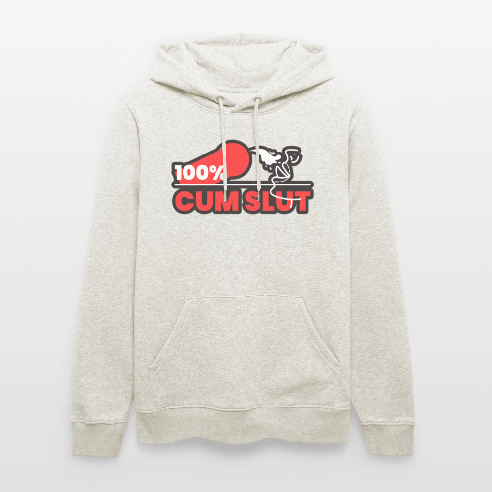 100% CUM SLUT | Kink Fetish Pride Bio-Hoodie Unisex - Beige meliert