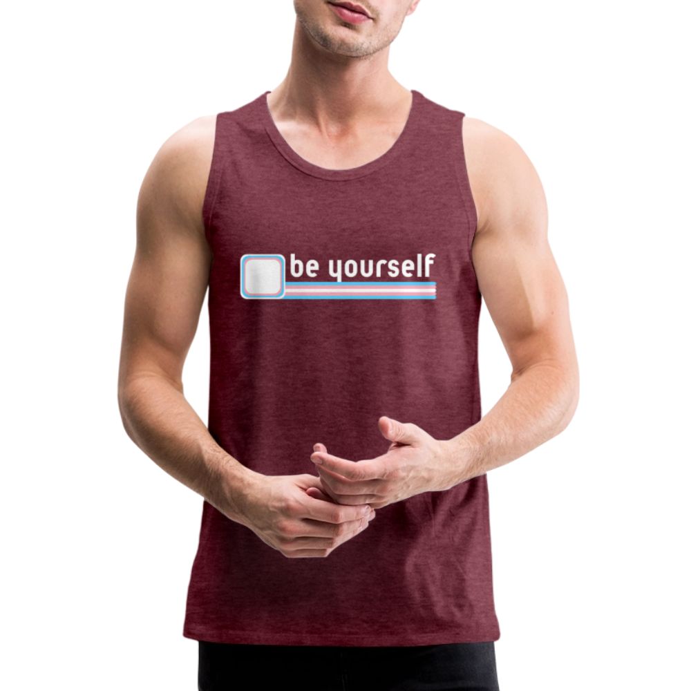 "be yourself" | Trans Pride Premium Tank Top - Bordeauxrot meliert