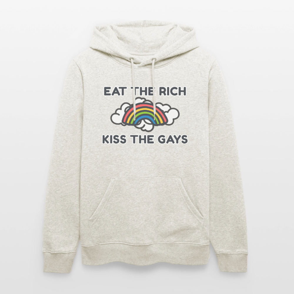 Eat the Rich, Kiss the Gays! Unisex Bio Hoodie - Beige meliert