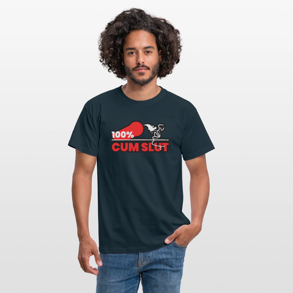 100% CUM SLUT | Kink Fetish Pride T-Shirt - Navy