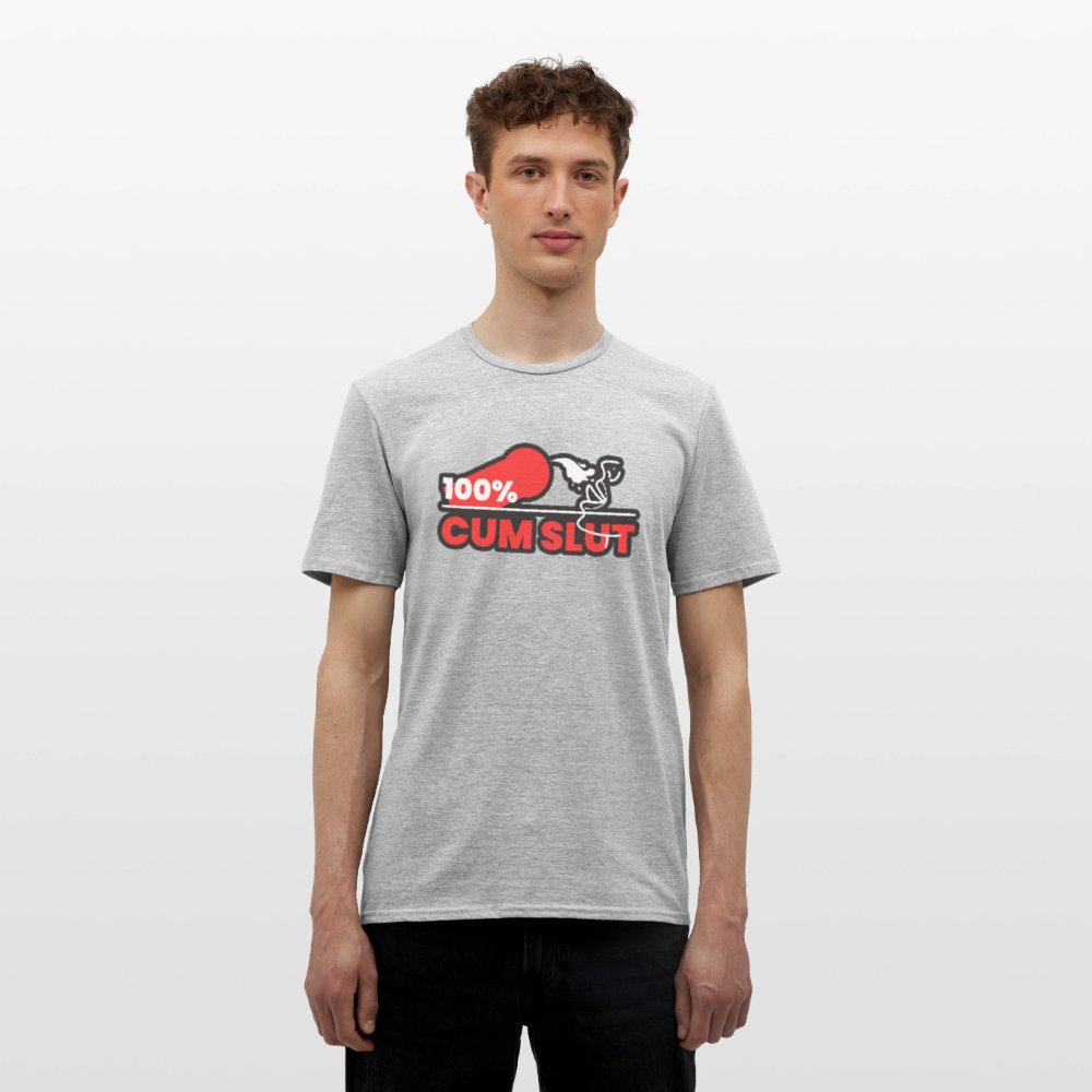 100% CUM SLUT | Kink Fetish Pride T-Shirt - Grau meliert