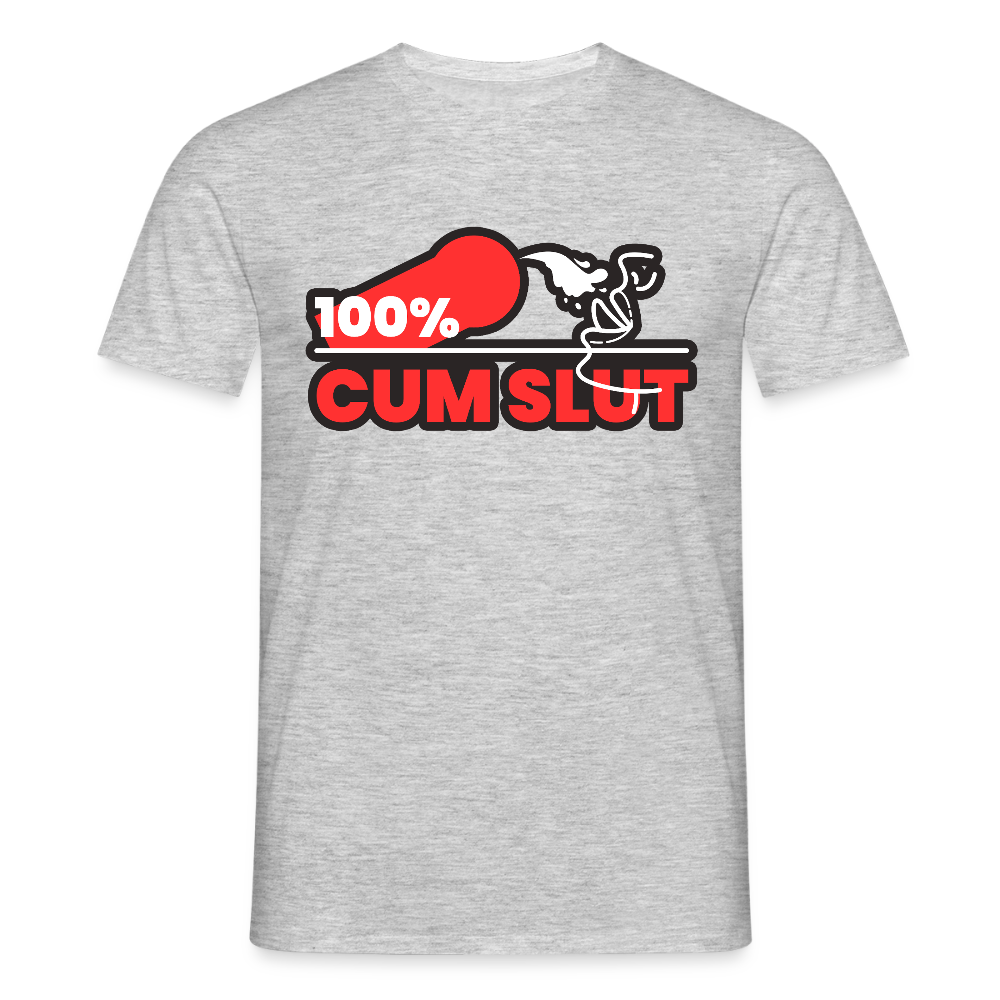 100% CUM SLUT | Kink Fetish Pride T-Shirt - Grau meliert