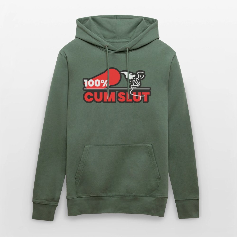 100% CUM SLUT | Kink Fetish Pride Bio-Hoodie Unisex - Tanngrün