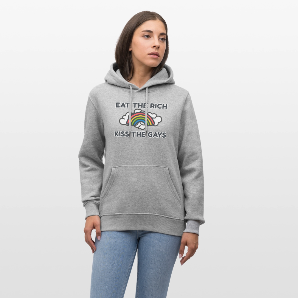 Eat the Rich, Kiss the Gays! Unisex Bio Hoodie - Grau meliert