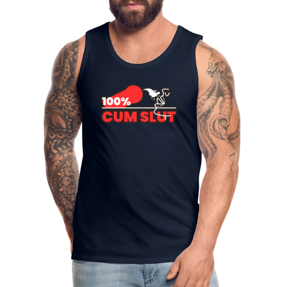 100% CUM SLUT | Kink Fetish Pride Premium Tank Top - Navy