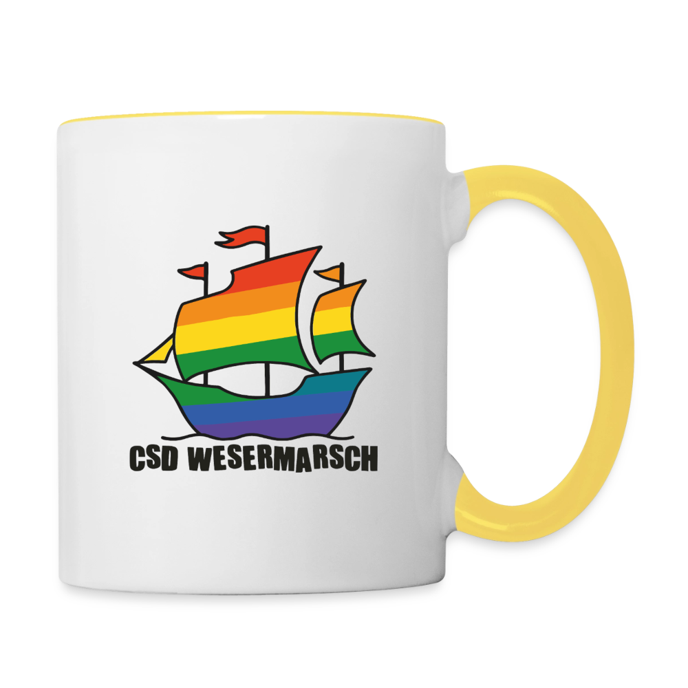 CSD Wesermarsch Pride Tasse zweifarbig - Weiß/Gelb