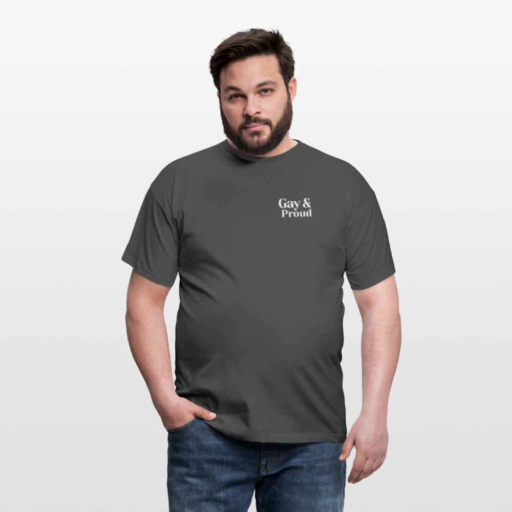 Gay & Proud | Regenbogenherz Pride T-Shirt - Anthrazit