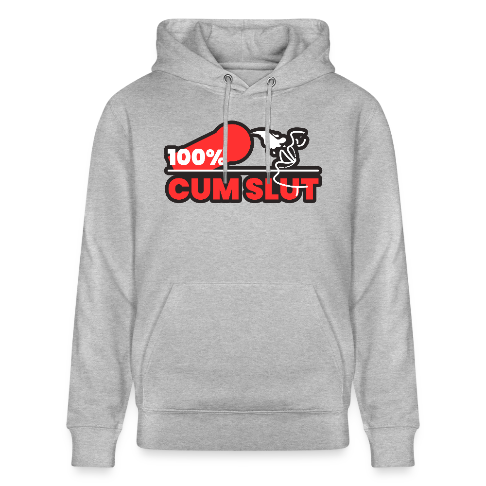 100% CUM SLUT | Kink Fetish Pride Bio-Hoodie Unisex - Grau meliert