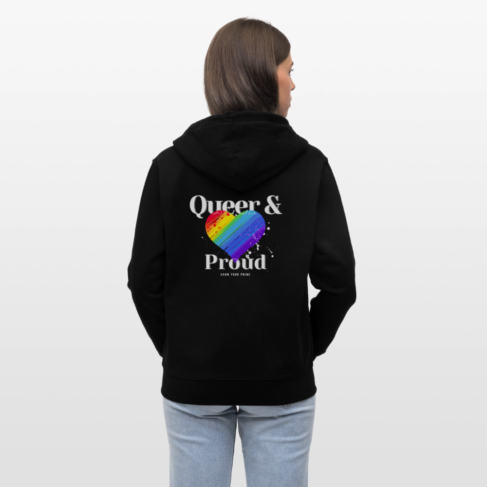 Queer & Proud | Pride Bio-Kapuzenjacke Unisex - Schwarz