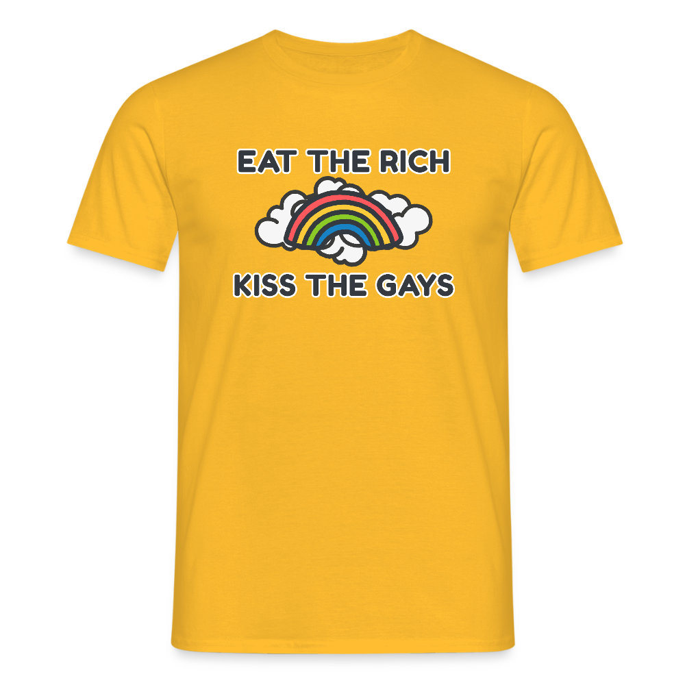 Eat the Rich, Kiss the Gays! T-Shirt - Gelb