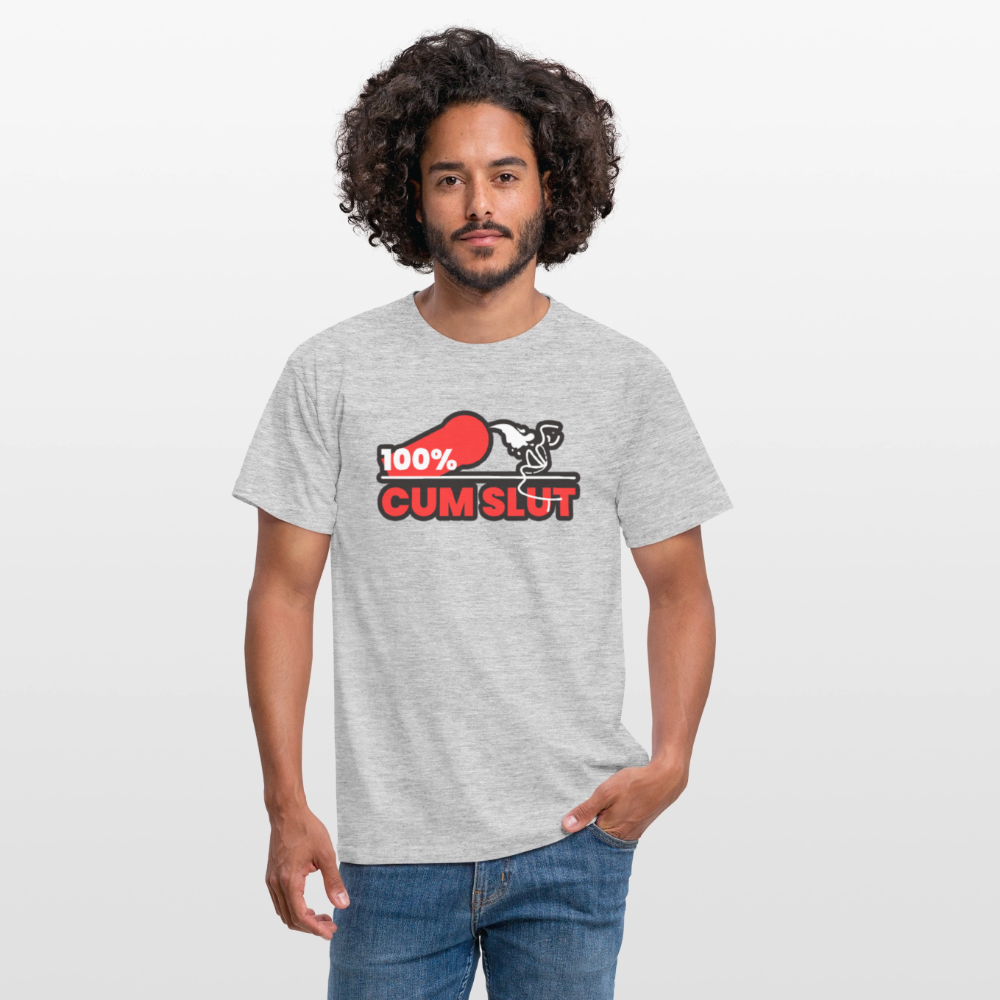 100% CUM SLUT | Kink Fetish Pride T-Shirt - Grau meliert