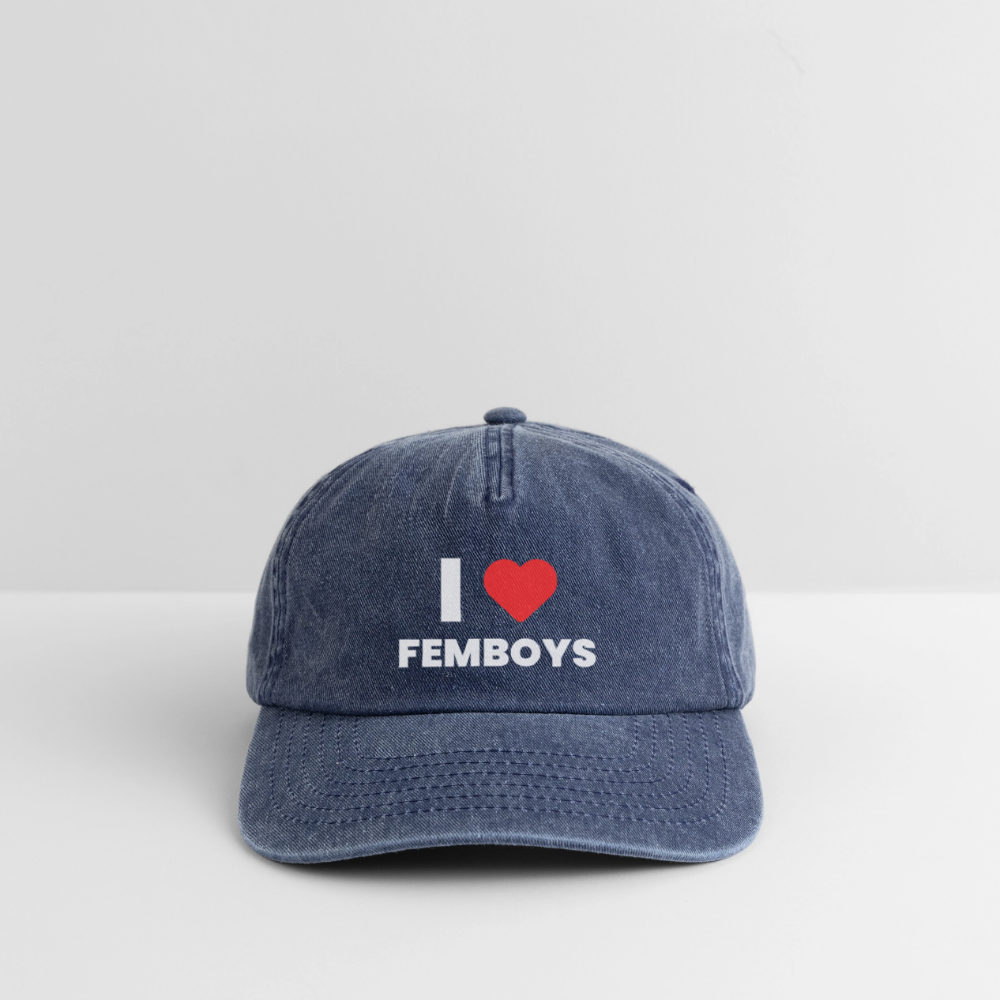 I LOVE FEMBOYS | Kink Fetish Pride Vintage Cap - Vintage Denim