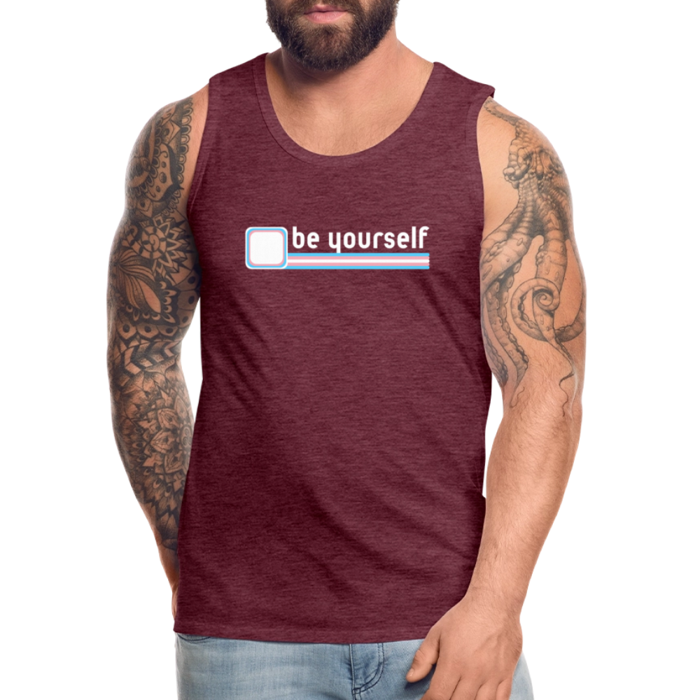 "be yourself" | Trans Pride Premium Tank Top - Bordeauxrot meliert