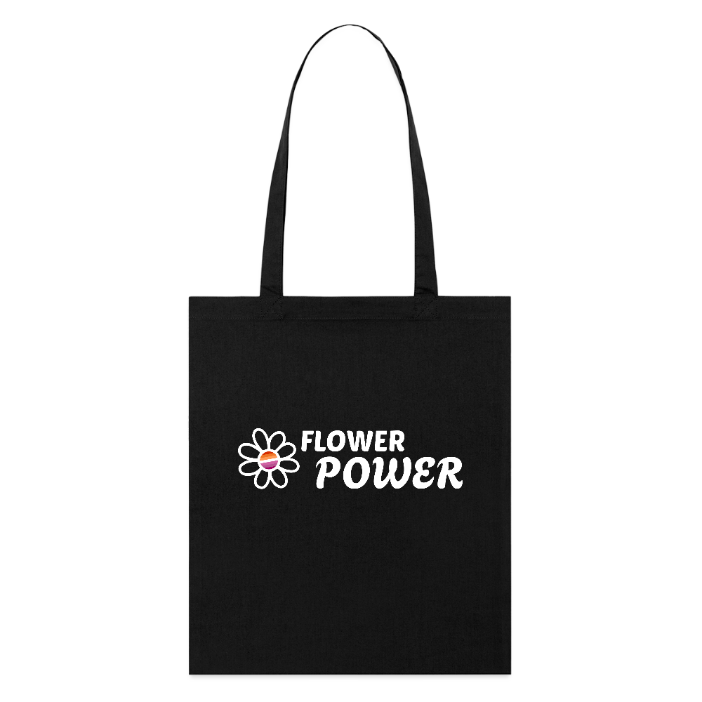 Flower Power | Lesbian Pride Bio-Stoffbeutel - Schwarz