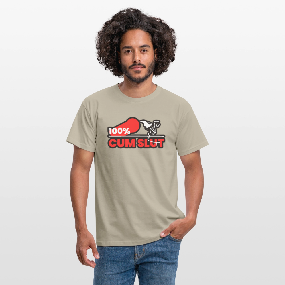 100% CUM SLUT | Kink Fetish Pride T-Shirt - Sandbeige