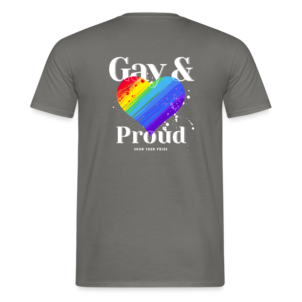 Gay & Proud | Regenbogenherz Pride T-Shirt - Graphit