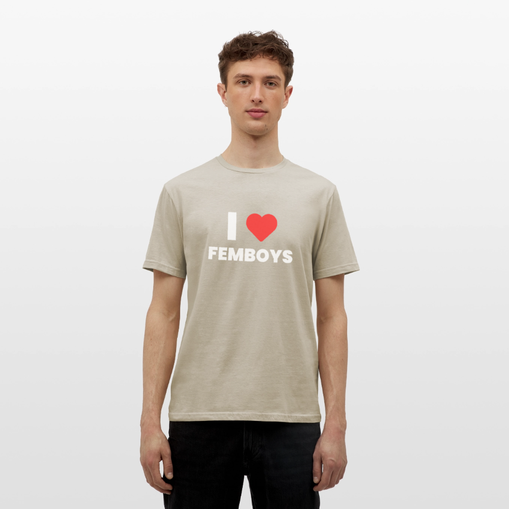 I LOVE FEMBOYS | Kink Fetish Pride T-Shirt - Sandbeige