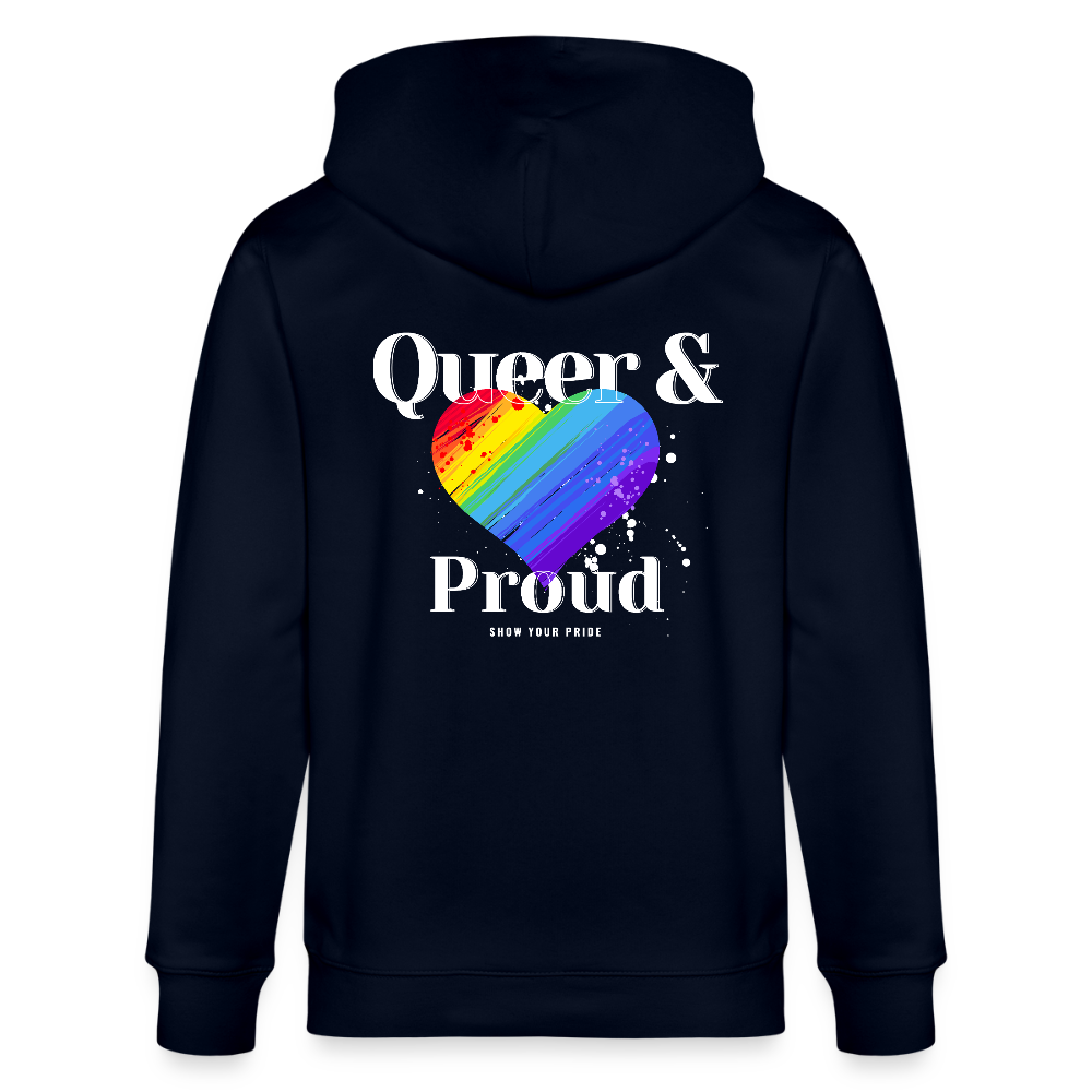 Queer & Proud | Pride Bio-Kapuzenjacke Unisex - Navy