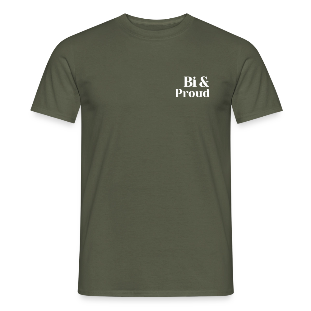 Bi & Proud | Regenbogenherz Pride T-Shirt - Militärgrün