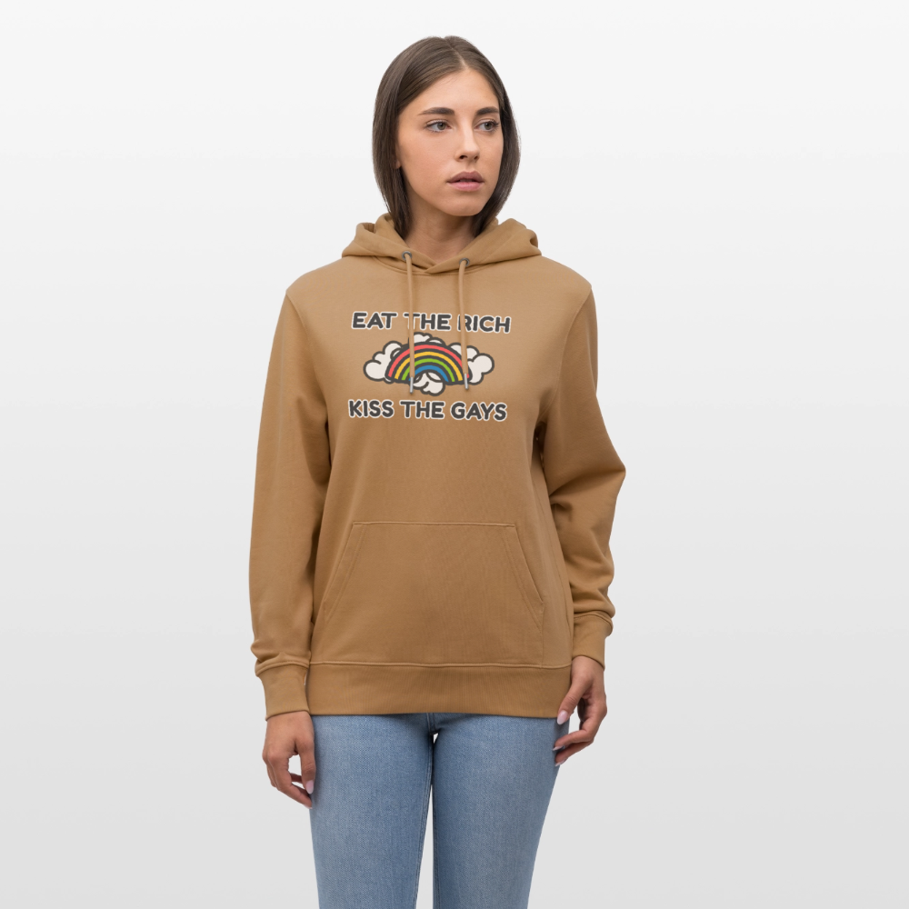 Eat the Rich, Kiss the Gays! Unisex Bio Hoodie - Karamell