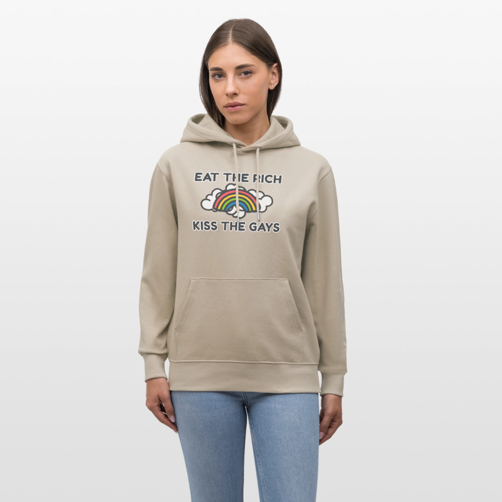 Eat the Rich, Kiss the Gays! Unisex Bio Hoodie - Beige