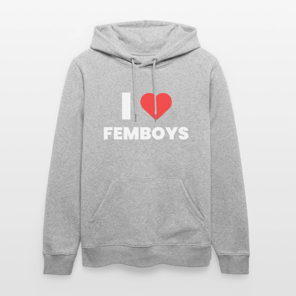 I LOVE FEMBOYS | Kink Fetish Pride Bio-Hoodie Unisex - Grau meliert