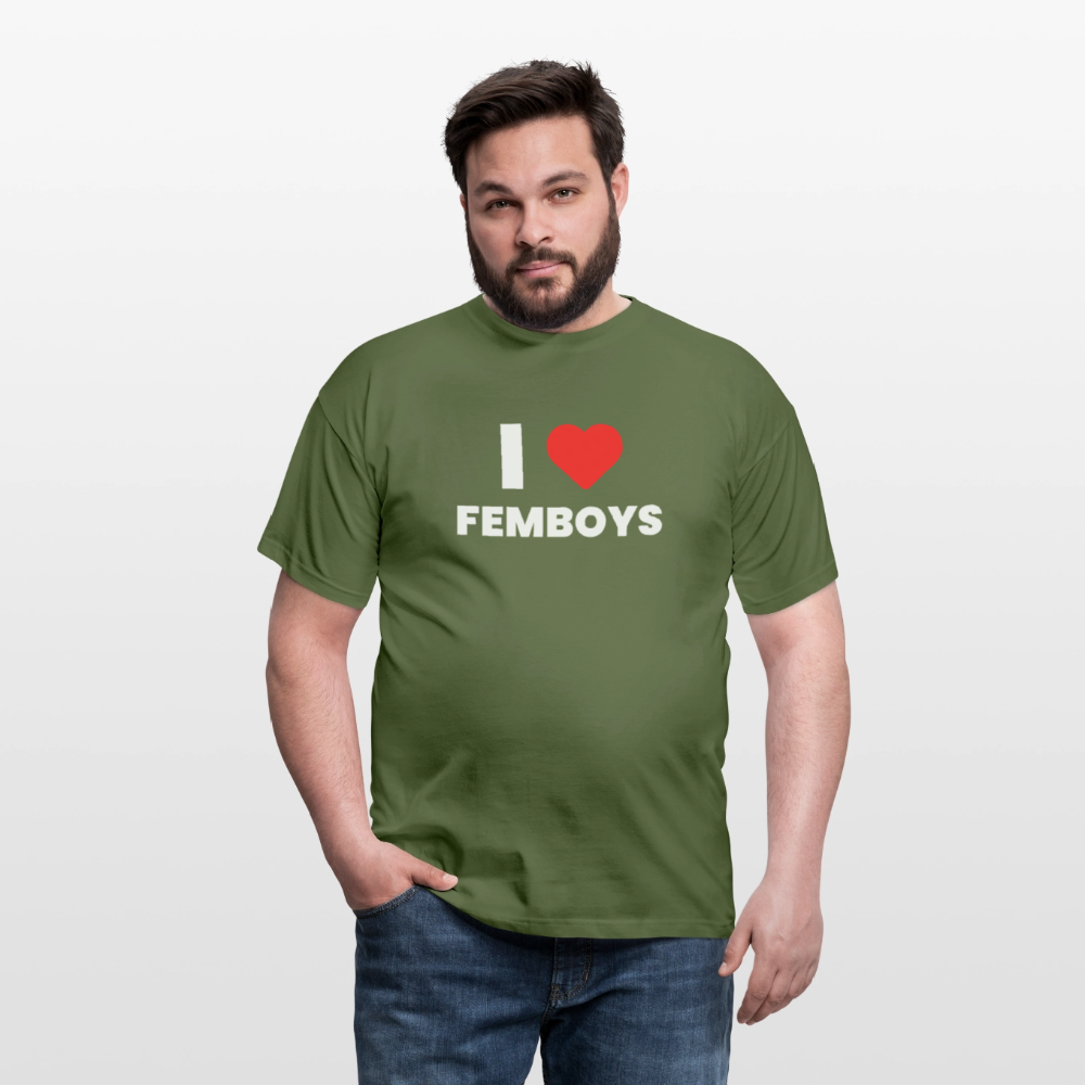 I LOVE FEMBOYS | Kink Fetish Pride T-Shirt - Militärgrün