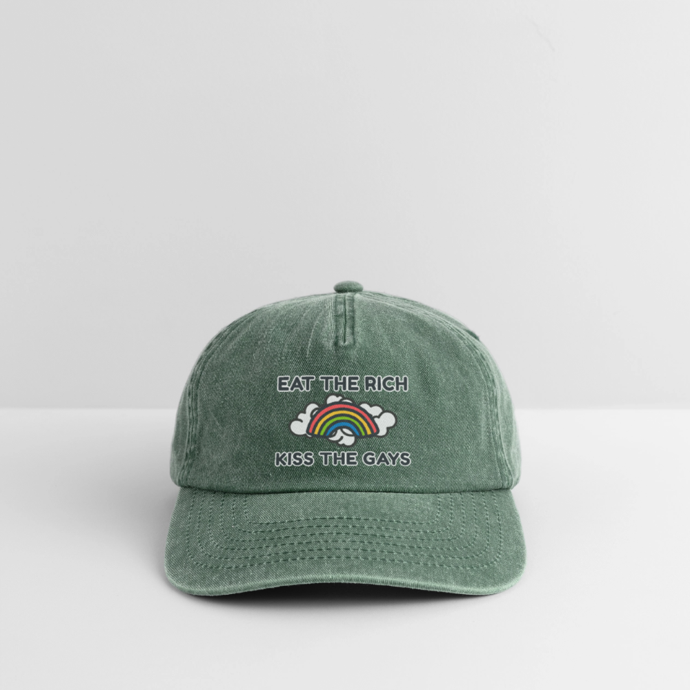 Eat the Rich, Kiss the Gays! Vintage Cap - Vintage Flaschengrün