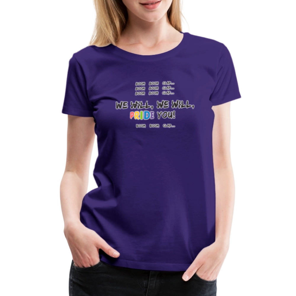 We Will PRIDE You! T-Shirt - tailiert (schwarze-schrift) - Lila