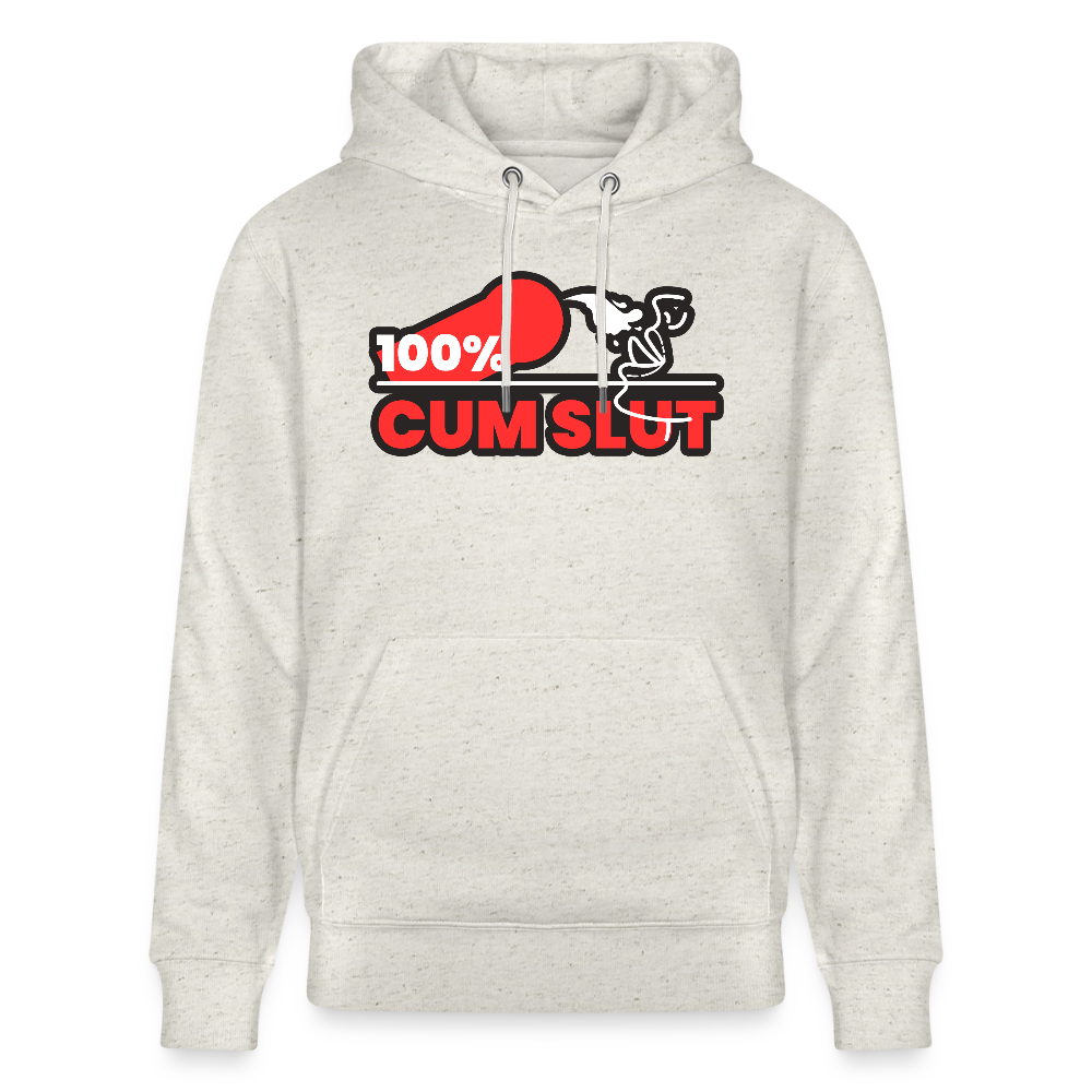 100% CUM SLUT | Kink Fetish Pride Bio-Hoodie Unisex - Beige meliert