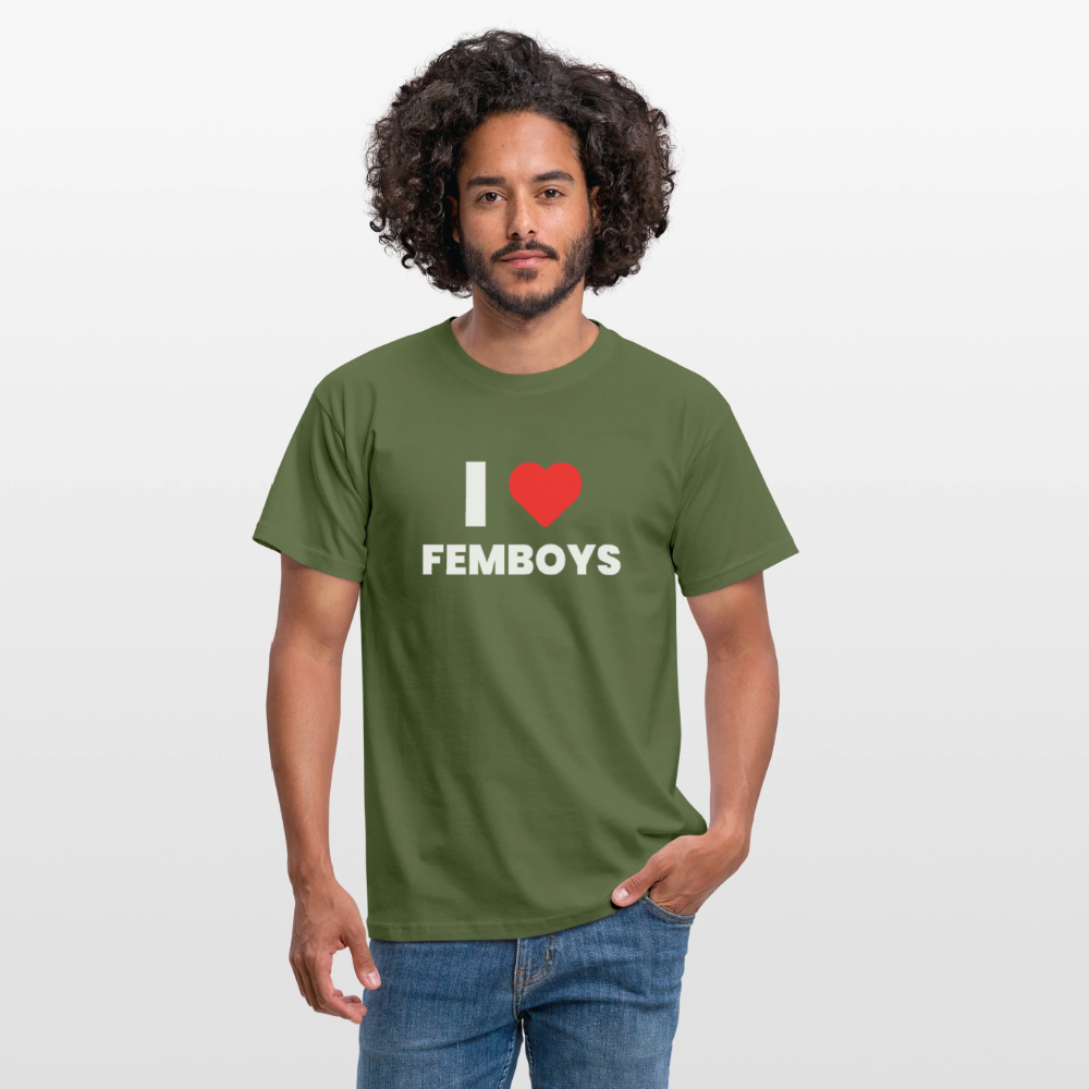 I LOVE FEMBOYS | Kink Fetish Pride T-Shirt - Militärgrün
