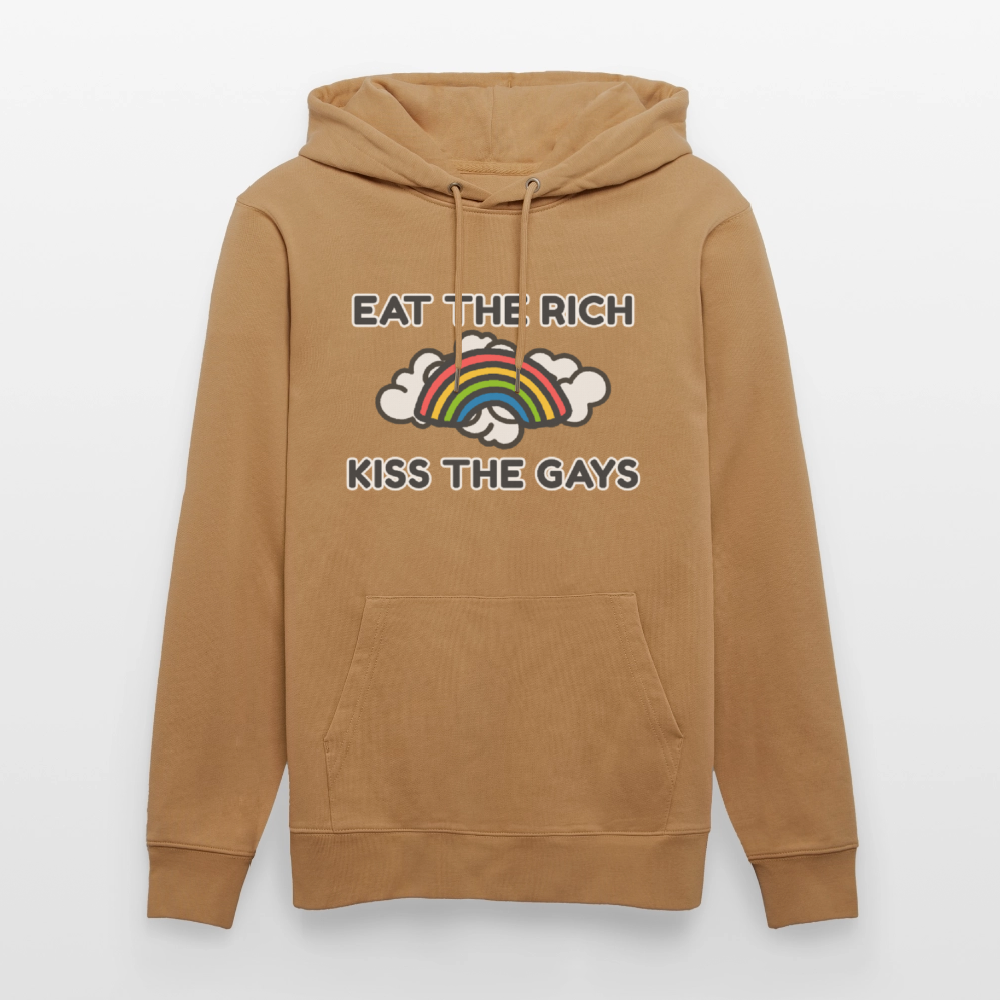 Eat the Rich, Kiss the Gays! Unisex Bio Hoodie - Karamell