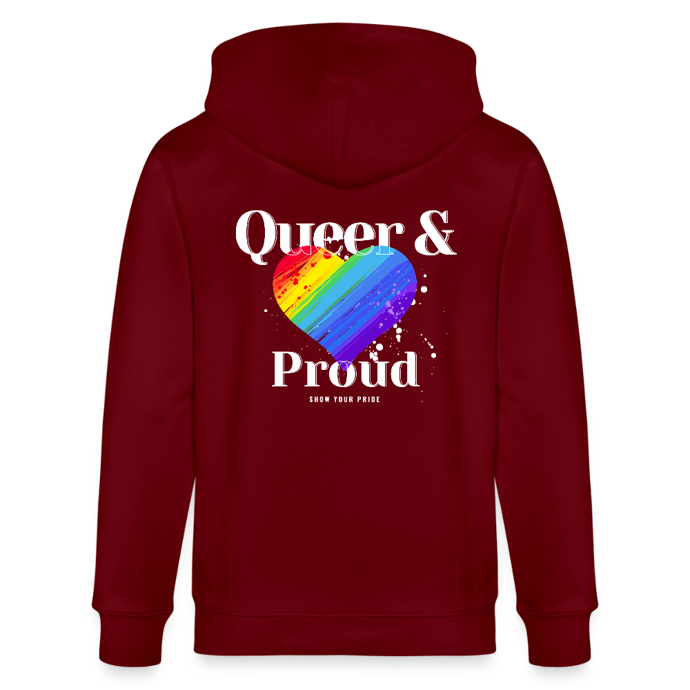 Queer & Proud | Pride Bio-Kapuzenjacke Unisex - Burgunderrot