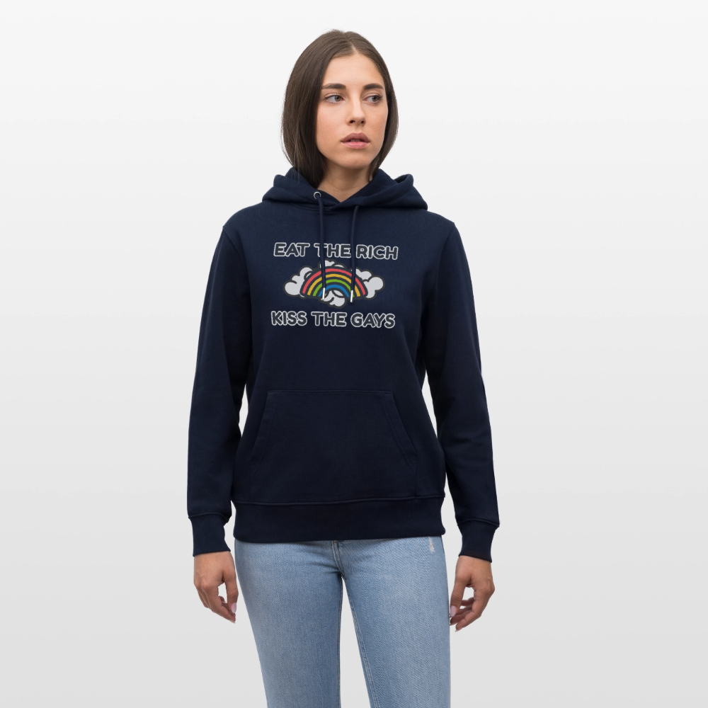 Eat the Rich, Kiss the Gays! Unisex Bio Hoodie - Navy