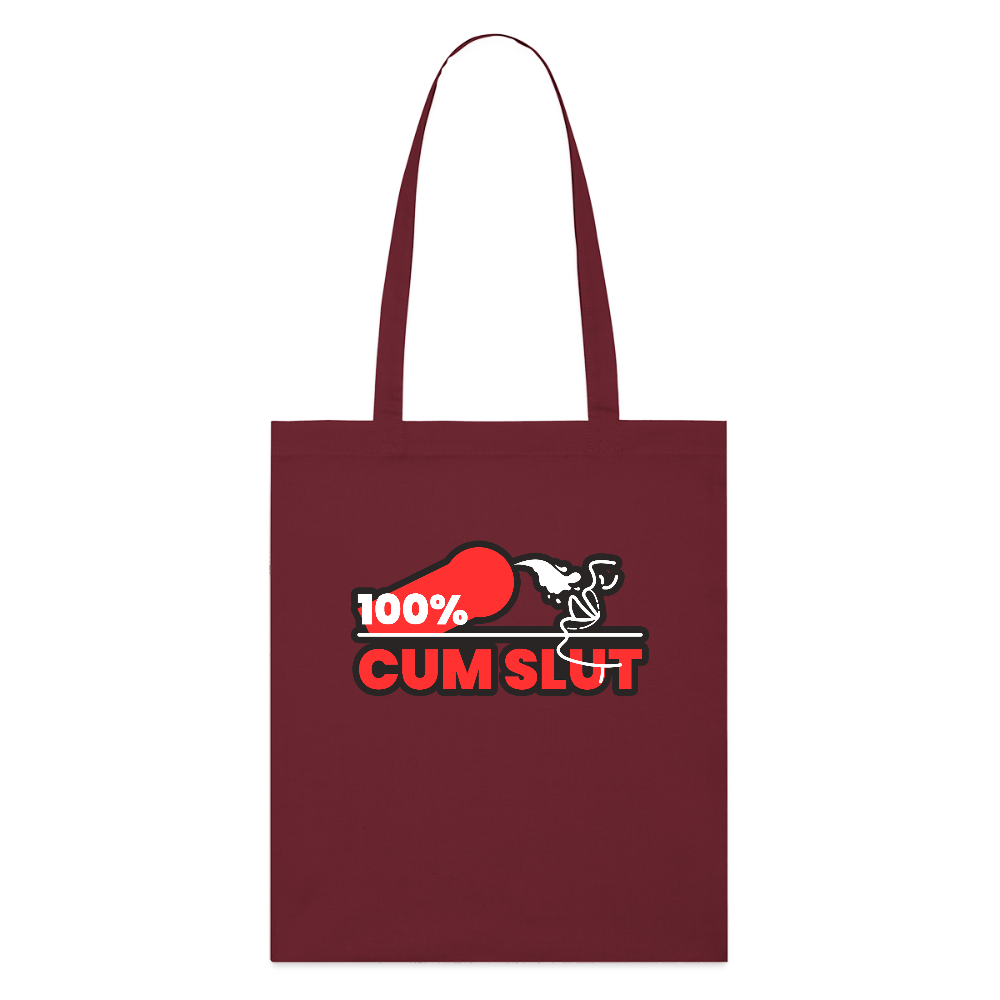 100%CUM SLUT | Kink Fetish Pride Bio-Stoffbeutel - Burgunderrot