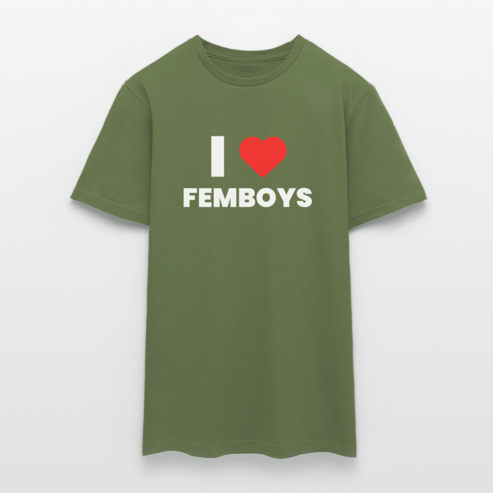 I LOVE FEMBOYS | Kink Fetish Pride T-Shirt - Militärgrün