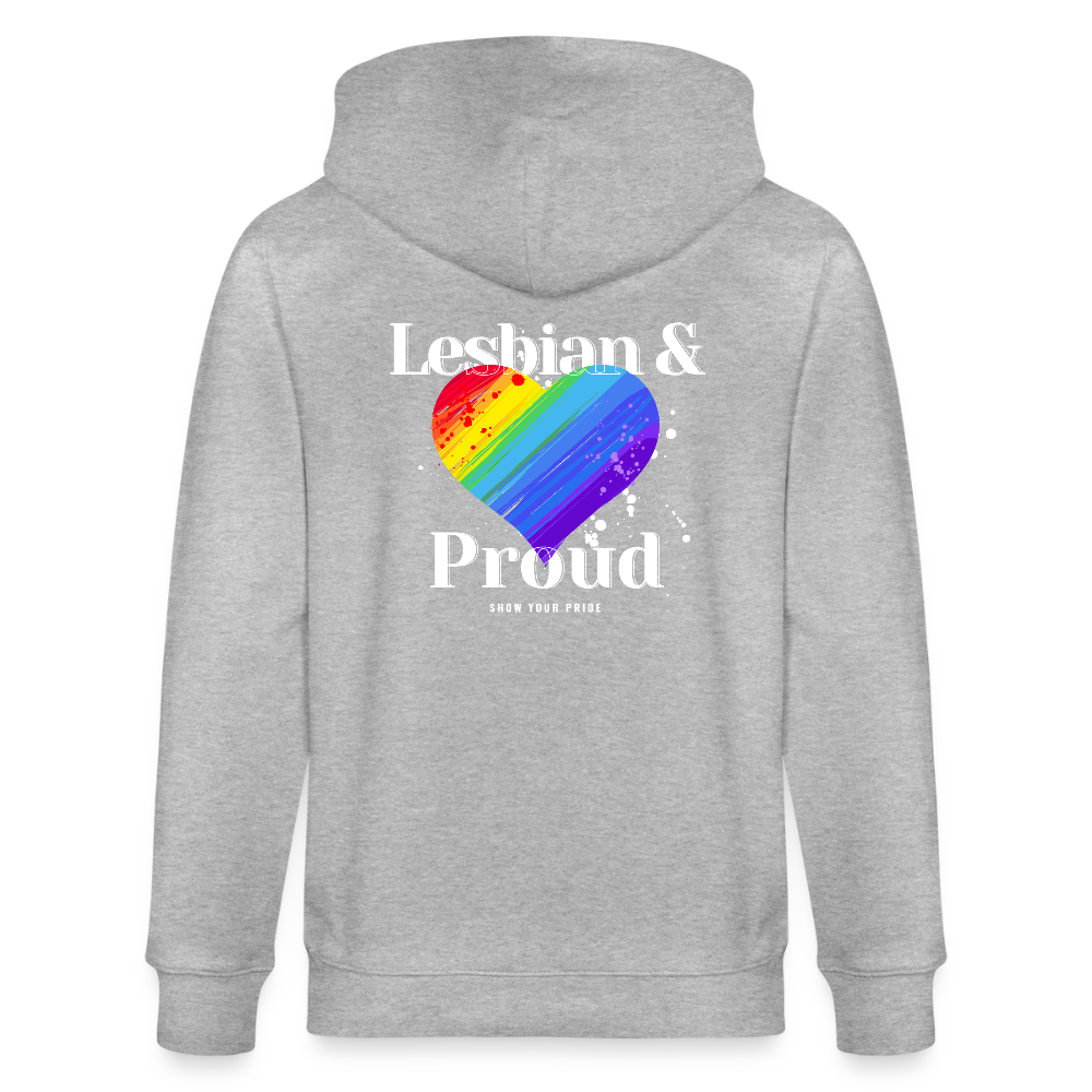Lesbian & Proud | Pride Bio-Kapuzenjacke Unisex - Grau meliert