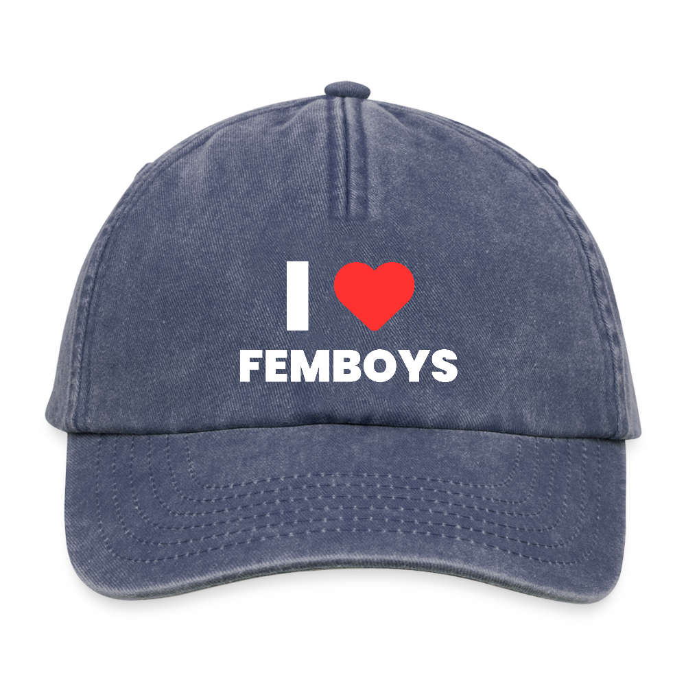 I LOVE FEMBOYS | Kink Fetish Pride Vintage Cap - Vintage Denim