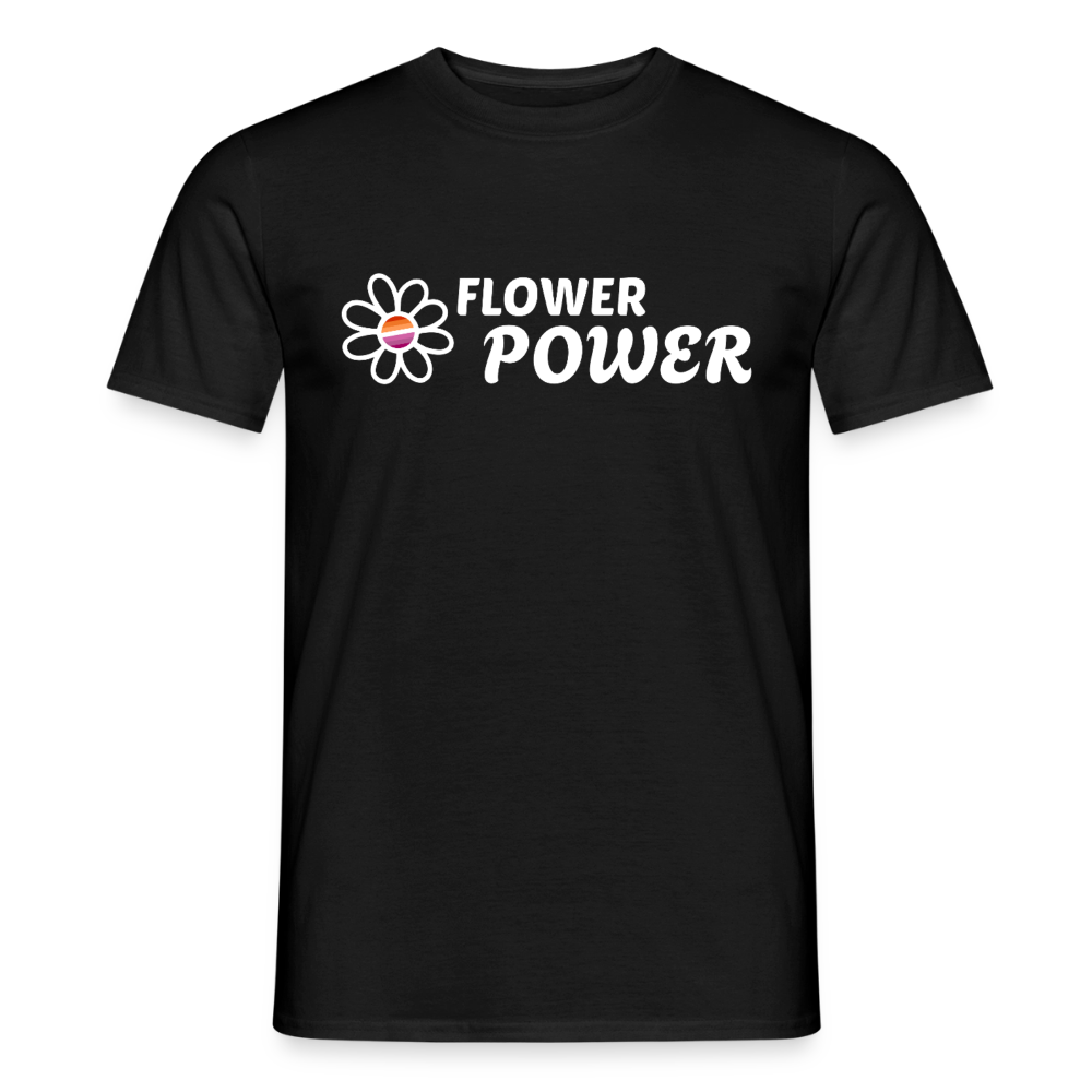 Flower Power Lesbisch T-Shirt | Retro WLW Pride LGBTQ - Schwarz