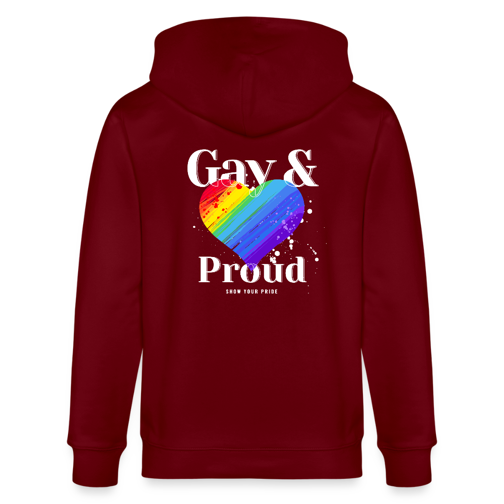 Gay & Proud | Pride Bio-Kapuzenjacke Unisex - Burgunderrot