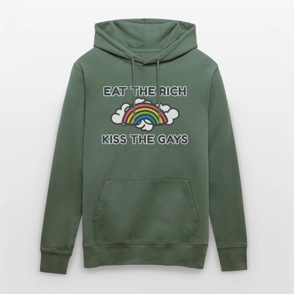 Eat the Rich, Kiss the Gays! Unisex Bio Hoodie - Tanngrün